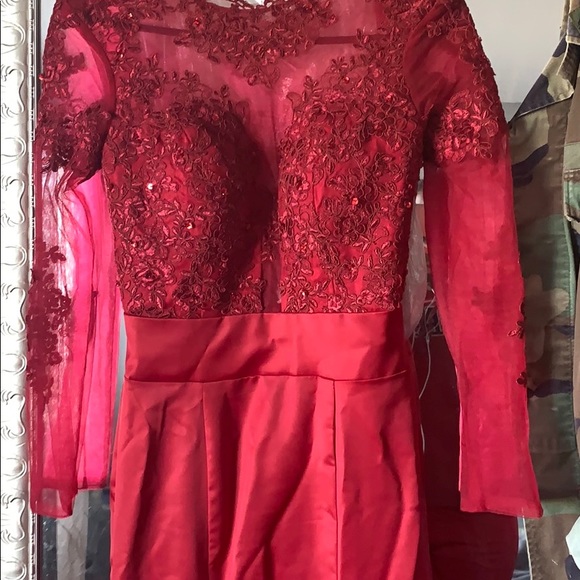 Mermaid Burgundy prom dress